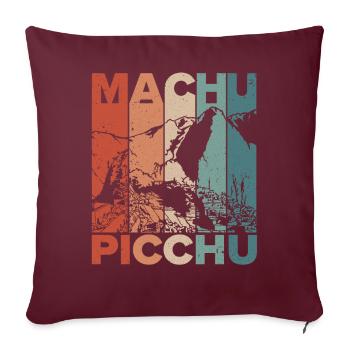 Machu Picchu Pérou Inca Rétro Vintage Cadeau - Housse de coussin décorative 45 x 45 cm - bordeaux - Devant