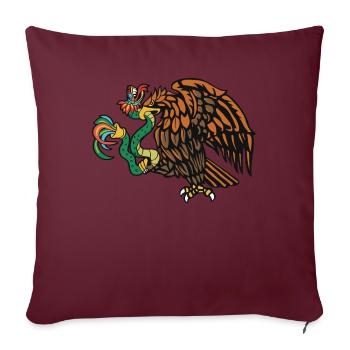 Quetzalcoatl Aztèque Serpent à plumes Aigle - Housse de coussin décorative 45 x 45 cm - bordeaux - Devant