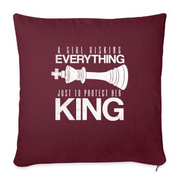 Lady risque tout pour les pièces d’échecs du roi - Housse de coussin décorative 45 x 45 cm - bordeaux - Devant