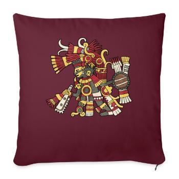 Tezcatlipoca Dieu aztèque Nahuatl Maya Inca Tolteke - Housse de coussin décorative 45 x 45 cm - bordeaux - Devant