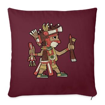Ahuiateteo Dieu aztèque Maya Inca Toltèques - Housse de coussin décorative 45 x 45 cm - bordeaux - Devant