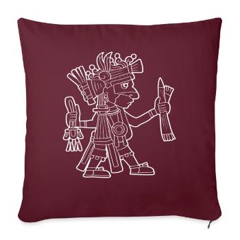Ahuiateteo Dieu aztèque Maya Inca Toltèques - Housse de coussin décorative 45 x 45 cm - bordeaux - Devant