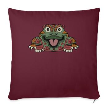 Grenouille aztèque Maya Inca Toltèques - Housse de coussin décorative 45 x 45 cm - bordeaux - Devant
