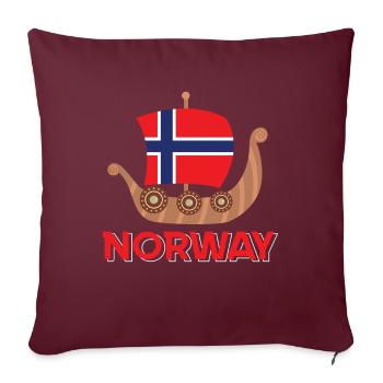 Norvège Navire Norvège - Housse de coussin décorative 45 x 45 cm - bordeaux - Devant