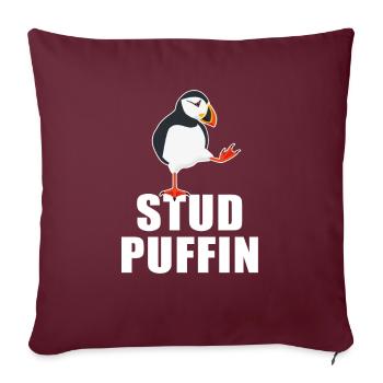 Haras Puffin Grebe Seabird Puffin - Housse de coussin décorative 45 x 45 cm - bordeaux - Devant
