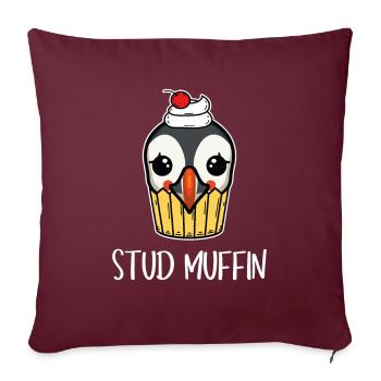 Stud Muffin Puffin Puffin Pun - Housse de coussin décorative 45 x 45 cm - bordeaux - Devant