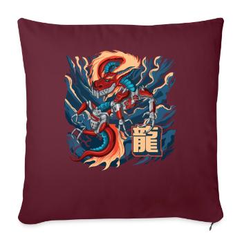 Cyborg Dragon Cyber-Punk Japonais Cyber-Esthétique - Housse de coussin décorative 45 x 45 cm - bordeaux - Devant