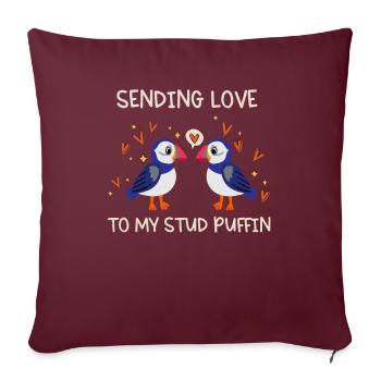 Envoyer de l’amour à ma relation amoureuse Stud Puffin - Housse de coussin décorative 45 x 45 cm - bordeaux - Devant