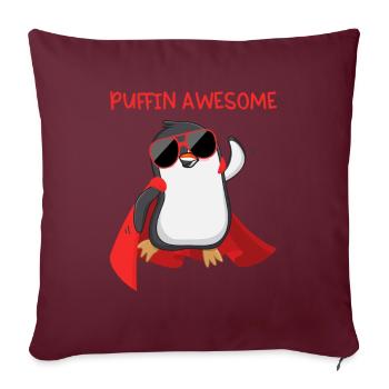 Puffin Awesome Puffin Superhero Cadeau - Housse de coussin décorative 45 x 45 cm - bordeaux - Devant