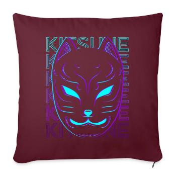 Kitsune Maske Fuchs Maske Japanische Maske Retro - Sofakissenbezug 45 x 45 cm - Burgunderrot - Vorne