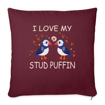 J’adore ma relation stud puffin puffin - Housse de coussin décorative 45 x 45 cm - bordeaux - Devant