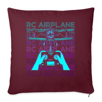 RC Avion Drone Rétro - Housse de coussin décorative 45 x 45 cm - bordeaux - Devant