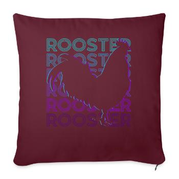 Poulet Coq Rétro - Housse de coussin décorative 45 x 45 cm - bordeaux - Devant