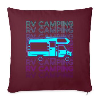 Camping Camping Camping Rétro - Housse de coussin décorative 45 x 45 cm - bordeaux - Devant