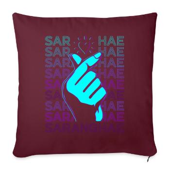 Kpop Finger Herz Saranghae Koreanisches Herz Retro - Sofakissenbezug 45 x 45 cm - Burgunderrot - Vorne