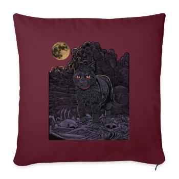 Chat gothique - Chat noir dans le cimetière - Housse de coussin décorative 45 x 45 cm - bordeaux - Devant