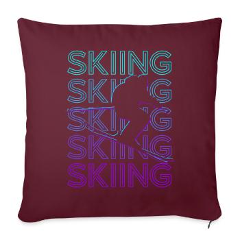 Ski Skieurs Ski Rétro - Housse de coussin décorative 45 x 45 cm - bordeaux - Devant