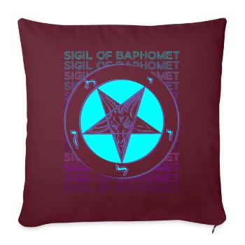 Sceau de Baphomet Pentagram Occult Magic - Housse de coussin décorative 45 x 45 cm - bordeaux - Devant