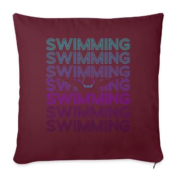 Nageurs Natation Rétro - Housse de coussin décorative 45 x 45 cm - bordeaux - Devant