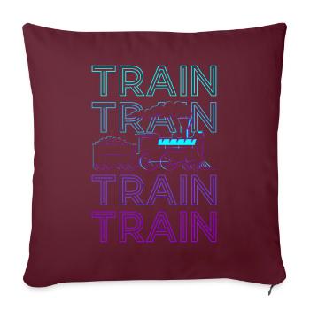 Train Rétro - Housse de coussin décorative 45 x 45 cm - bordeaux - Devant