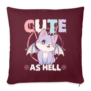 Lustige Cult Pastell Goth Katze Pentagramm Niedlic - Sofakissenbezug 45 x 45 cm - Burgunderrot - Vorne