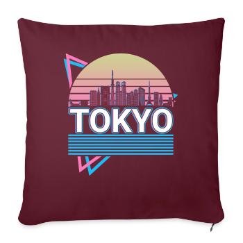 Tokyo City Skyline Cityscape Rétro - Housse de coussin décorative 45 x 45 cm - bordeaux - Devant