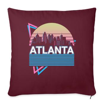 Atlanta City Skyline Cityscape Rétro - Housse de coussin décorative 45 x 45 cm - bordeaux - Devant