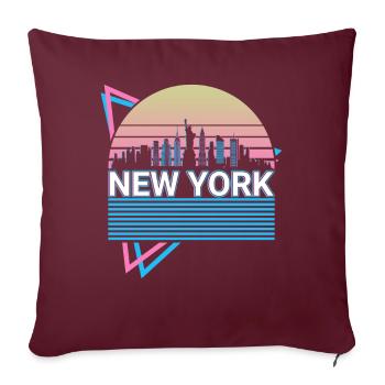 New York City Skyline Cityscape Rétro - Housse de coussin décorative 45 x 45 cm - bordeaux - Devant