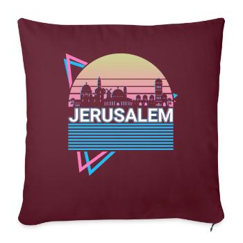 Jerusalem City Skyline Cityscape Rétro - Housse de coussin décorative 45 x 45 cm - bordeaux - Devant