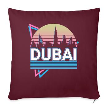 Dubai City Skyline Cityscape Rétro - Housse de coussin décorative 45 x 45 cm - bordeaux - Devant