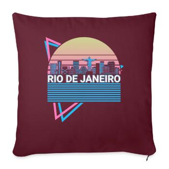 Rio de Janeiro City Skyline Cityscape Rétro - Housse de coussin décorative 45 x 45 cm - bordeaux - Devant