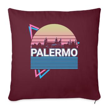 Palerme City Skyline Cityscape Rétro - Housse de coussin décorative 45 x 45 cm - bordeaux - Devant