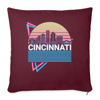Cincinnati City Skyline Cityscape Rétro - Housse de coussin décorative 45 x 45 cm - bordeaux - Devant