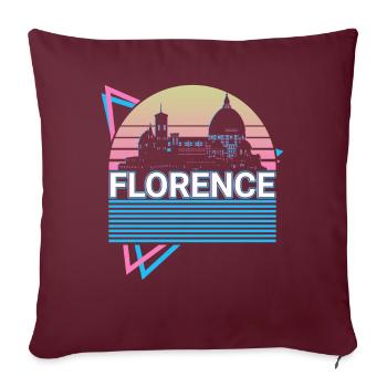 Florence City Skyline Cityscape Rétro - Housse de coussin décorative 45 x 45 cm - bordeaux - Devant