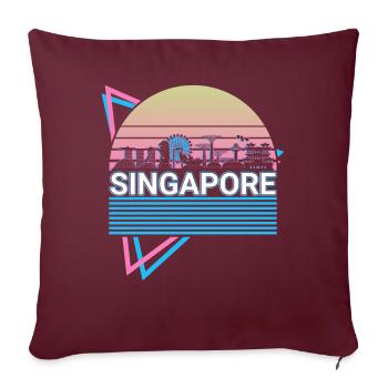 Singapour City Skyline Cityscape Rétro - Housse de coussin décorative 45 x 45 cm - bordeaux - Devant