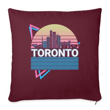Toronto City Skyline Cityscape Rétro - Housse de coussin décorative 45 x 45 cm - bordeaux - Devant