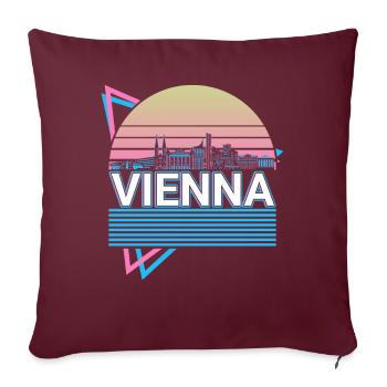 Vienne City Skyline Cityscape Rétro - Housse de coussin décorative 45 x 45 cm - bordeaux - Devant
