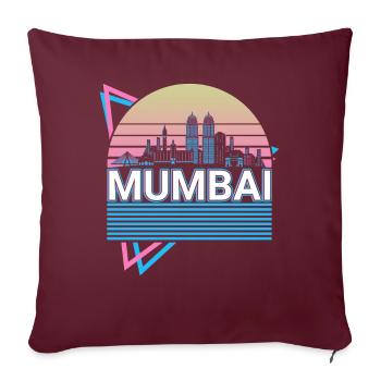 Mumbai Stadt Skyline Stadtbild Retro - Sofakissenbezug 45 x 45 cm - Burgunderrot - Vorne