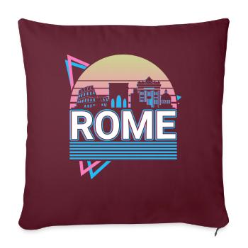 Rome City Skyline Cityscape Rétro - Housse de coussin décorative 45 x 45 cm - bordeaux - Devant