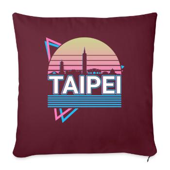 Taipei City Skyline Cityscape Rétro - Housse de coussin décorative 45 x 45 cm - bordeaux - Devant