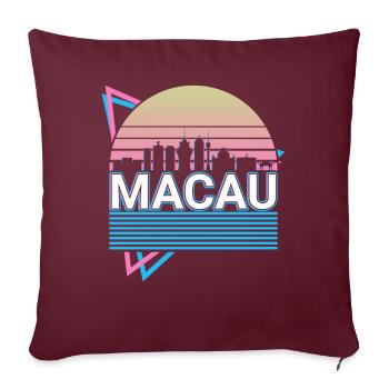 Macao City Skyline Cityscape Rétro - Housse de coussin décorative 45 x 45 cm - bordeaux - Devant