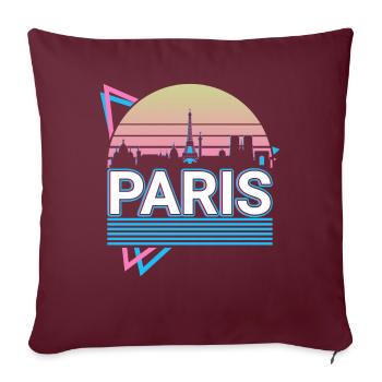 Paris City Skyline Cityscape Rétro - Housse de coussin décorative 45 x 45 cm - bordeaux - Devant