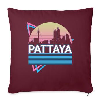 Pattaya City Skyline Cityscape Rétro - Housse de coussin décorative 45 x 45 cm - bordeaux - Devant