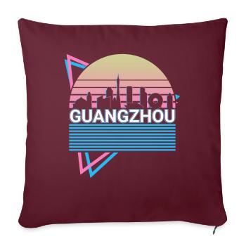 Guangzhou City Skyline Cityscape Rétro - Housse de coussin décorative 45 x 45 cm - bordeaux - Devant