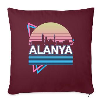 Alanya City Skyline Cityscape Rétro - Housse de coussin décorative 45 x 45 cm - bordeaux - Devant