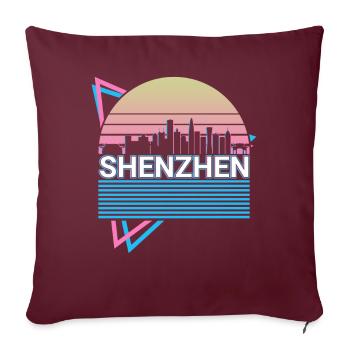 Shenzhen City Skyline Cityscape Rétro - Housse de coussin décorative 45 x 45 cm - bordeaux - Devant