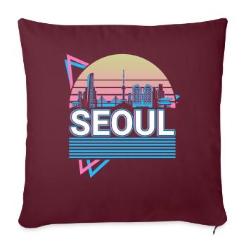 Seoul City Skyline Cityscape Rétro - Housse de coussin décorative 45 x 45 cm - bordeaux - Devant