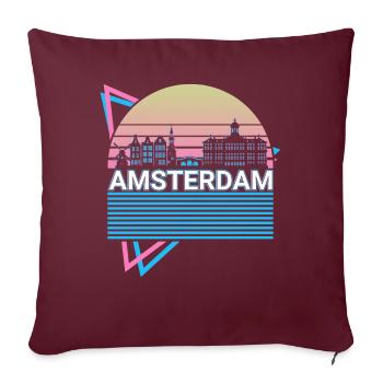 Amsterdam City Skyline Cityscape Rétro - Housse de coussin décorative 45 x 45 cm - bordeaux - Devant