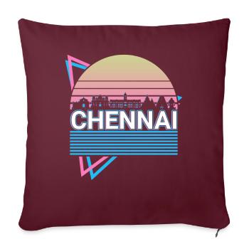 Chennai City Skyline Cityscape Rétro - Housse de coussin décorative 45 x 45 cm - bordeaux - Devant