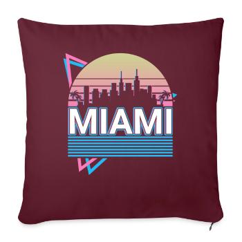 Miami City Skyline Cityscape Rétro - Housse de coussin décorative 45 x 45 cm - bordeaux - Devant